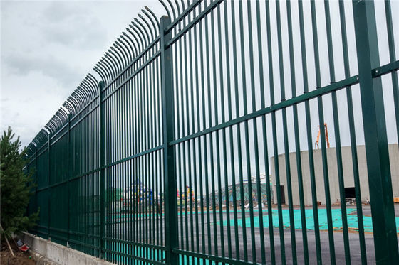 Black Metal Tubular Fencing Galvanized Ornamental Steel Fence